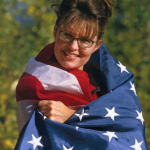 Sarah Palin wrapped in American Flag