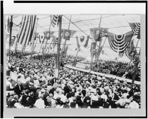 A crowd attends the 50th anniversary of the Gettysburg Address in 1913.