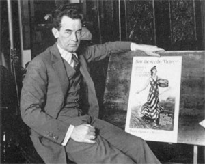 Flagg with one of his posters
