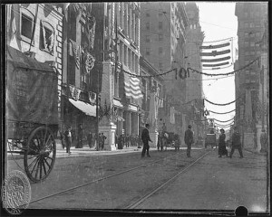 A Baltimore street decorated for the centennial