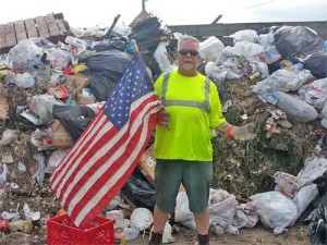 A flag pulled from the dump by Shevlin. (Photos by Tommy McGrath)