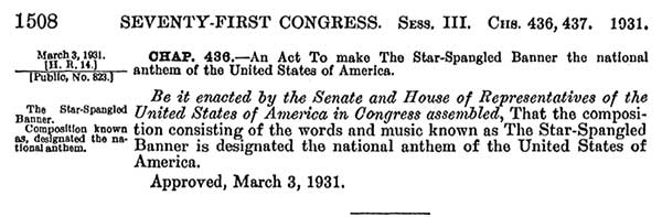 National Anthem act