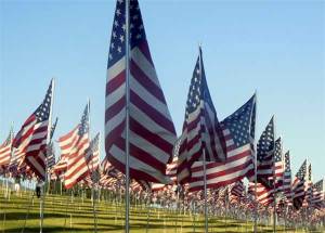 Some of the thousands of flags that mark 911