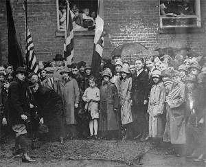 Flags and a tree planting marked Armistice Day in 1919