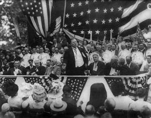 President Taft surrounded by stars and stripes