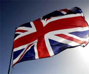 British Union Flag includes a red diagonal cross for Northern Ireland