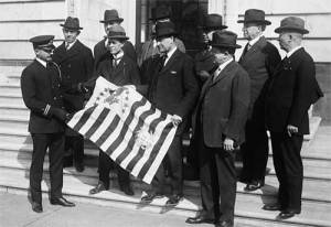 In 1924, a Coast Guard flag was given to a U.S. Senator to mark 25 years in Congress and his support of the Guard. (Library of Congress)