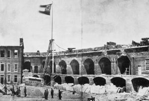 Confederate flag flies over Fort Sumter in 1861.