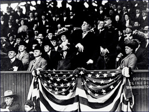 President Taft hurls the first pitch in 1910.