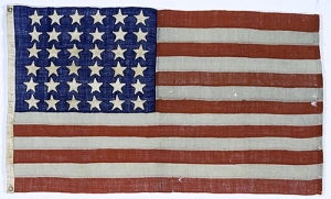 A flag that flew from the Lincoln funeral train. (Smithsonian Institution)