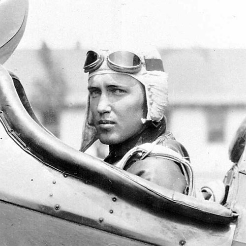 Captain Losey in the cockpit