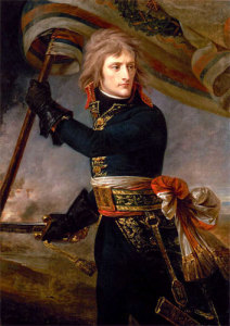 An early image of Napoleon with a banner