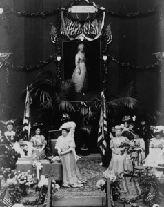 DAR members and flag decorations at their 1905 convention. (Library of Congress)