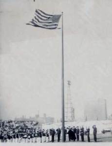 A flag rises at Soldier Field in 1926