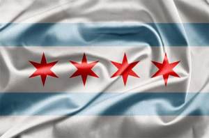 Chicago's city flag. (Chicago Public Library)