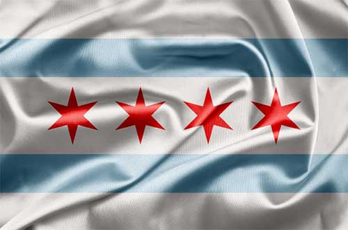 Chicago's city flag. (Chicago Public Library)