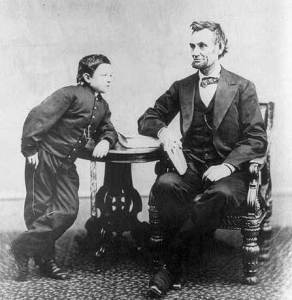 Tad Lincoln with his father in 1865. (Smithsonian Institution)