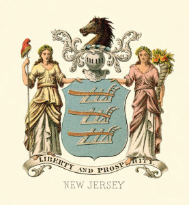 New Jersey's coat of arms as drawn in 1876
