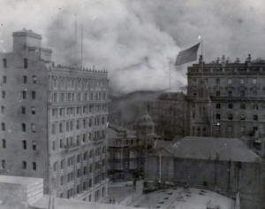 Hotels, one with a waving flag, burn after San Francisco's 1906 earthquake..jpg