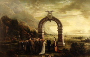 A painting marking the entry of Colorado into the Union. (Denver Public Library)
