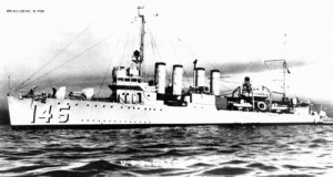 USS Greer, flying an American flag astern