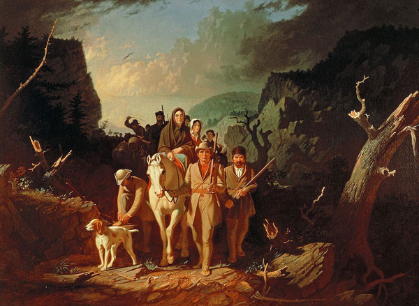 In this mid-19th century painting by George Caleb Bingham, Daniel Boone leads settlers to Kentucky (wikipedia.org)