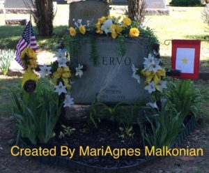 Display of affection at a fallen war heroes grave site