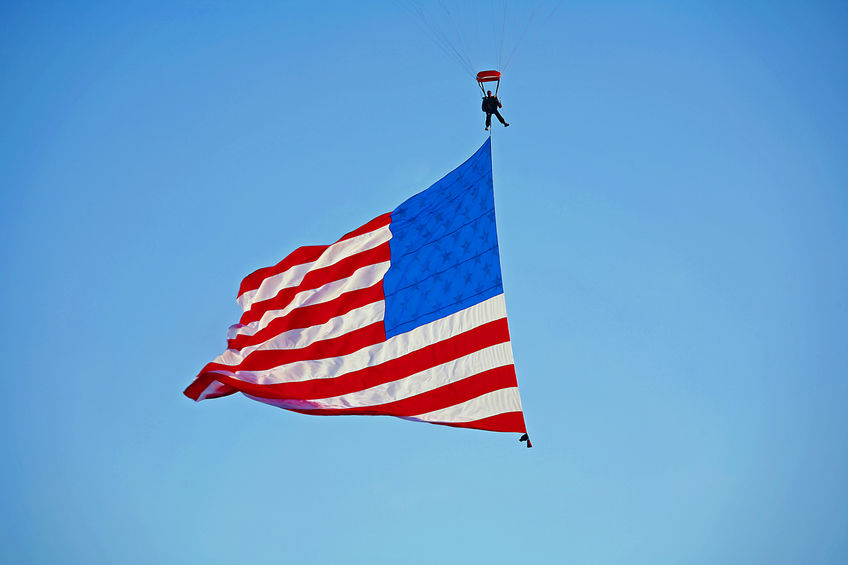 Skydiver with American Flag