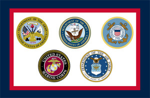 U.S. Armed Forces Flag with 5 Branches of the Military