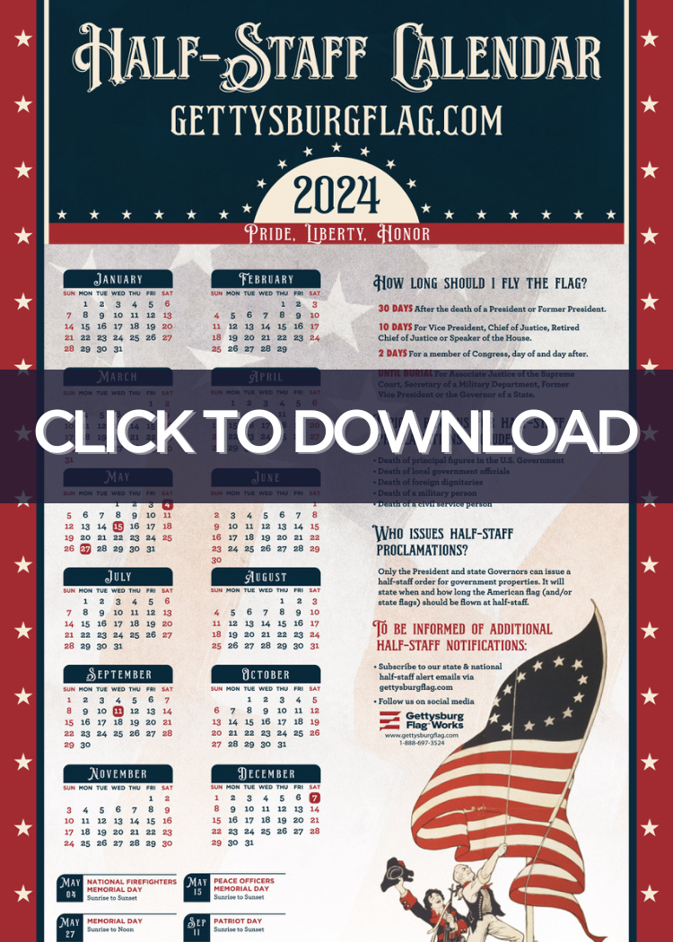 2024 Half Staff Calendar from Gettysburg Flag Works