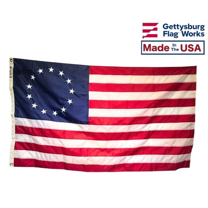 Betsy Ross Flag Sewn and Embroidered 13 Star American Flag Made in USA!