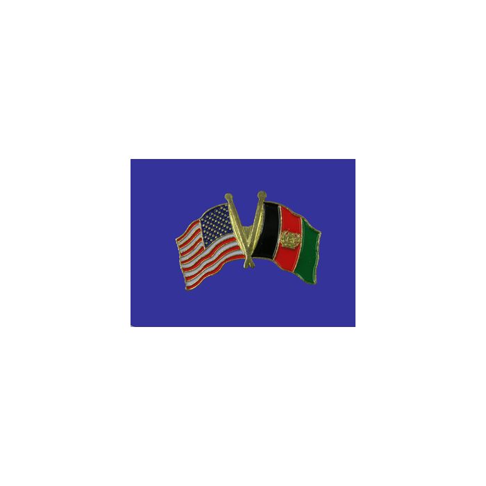 Afghanistan Lapel Pin (Double Waving Flag w/USA)