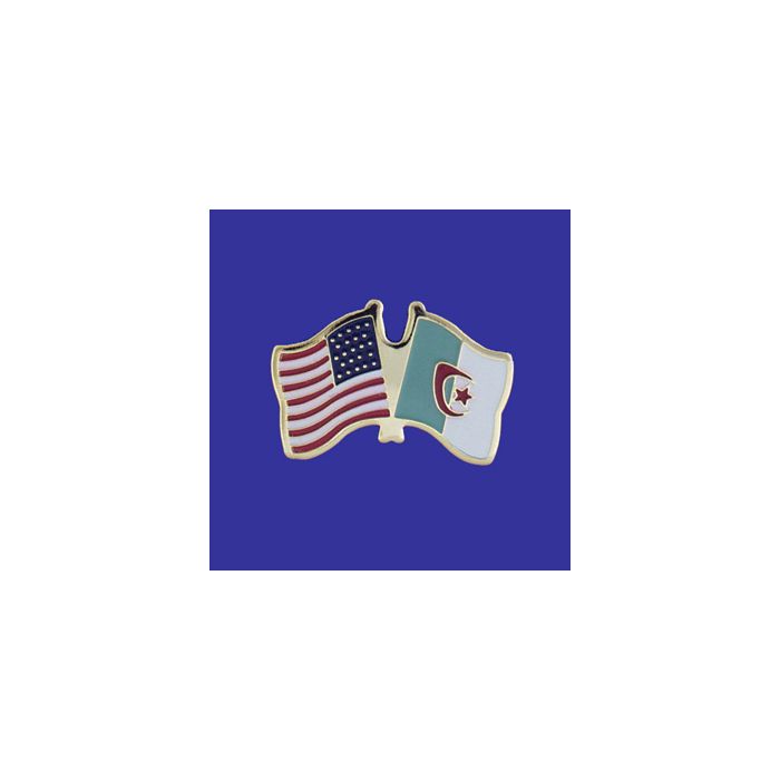 Algeria Lapel Pin (Double Waving Flag w/USA)