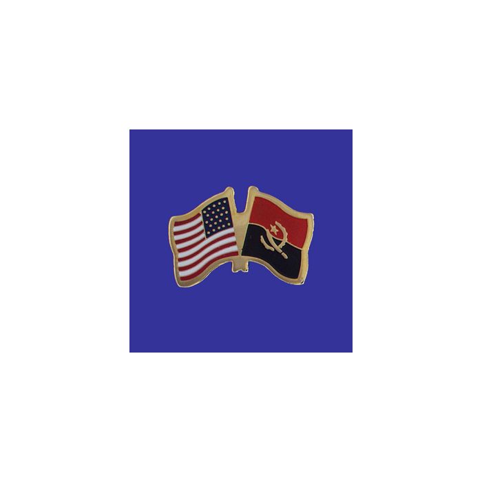 Angola Lapel Pin (Double Waving Flag w/USA)