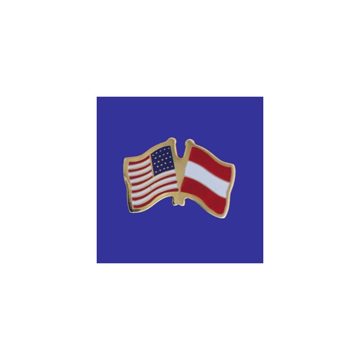 Austria Lapel Pin (Double Waving Flag w/USA)