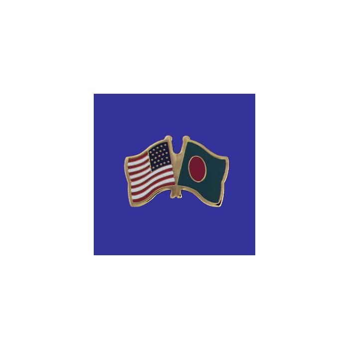 Bangladesh Lapel Pin (Double Waving Flag w/USA)