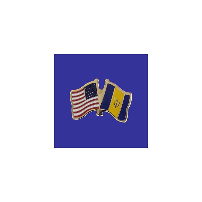 Barbados Lapel Pin (Double Waving Flag w/USA)