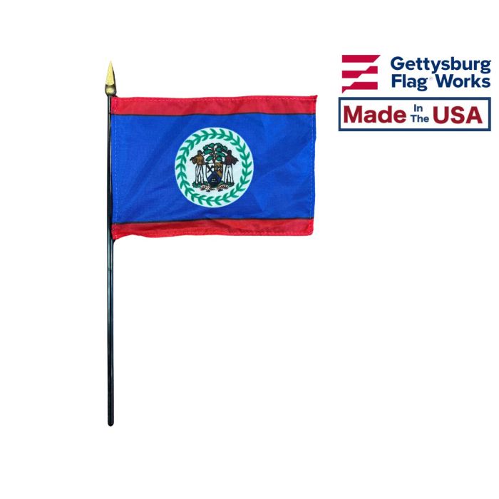 Belize stick flag by Gettysburg Flag Works Made in the USA