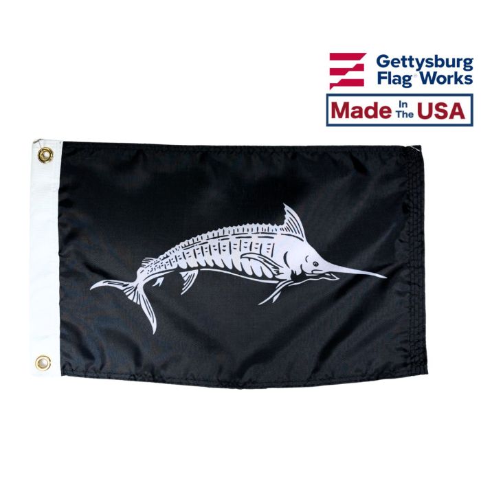 Black Marlin Fish Flag - Boating Fish Flag Made in the USA by Gettysburg Flag Works