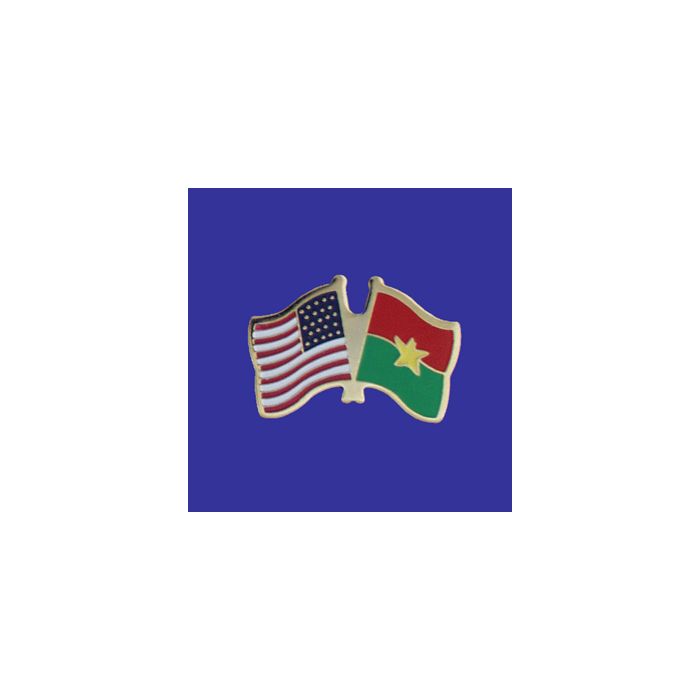 Burkina Lapel Pin (Double Waving Flag w/USA)