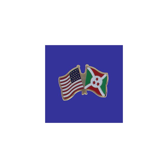 Burundi Lapel Pin (Double Waving Flag w/USA)