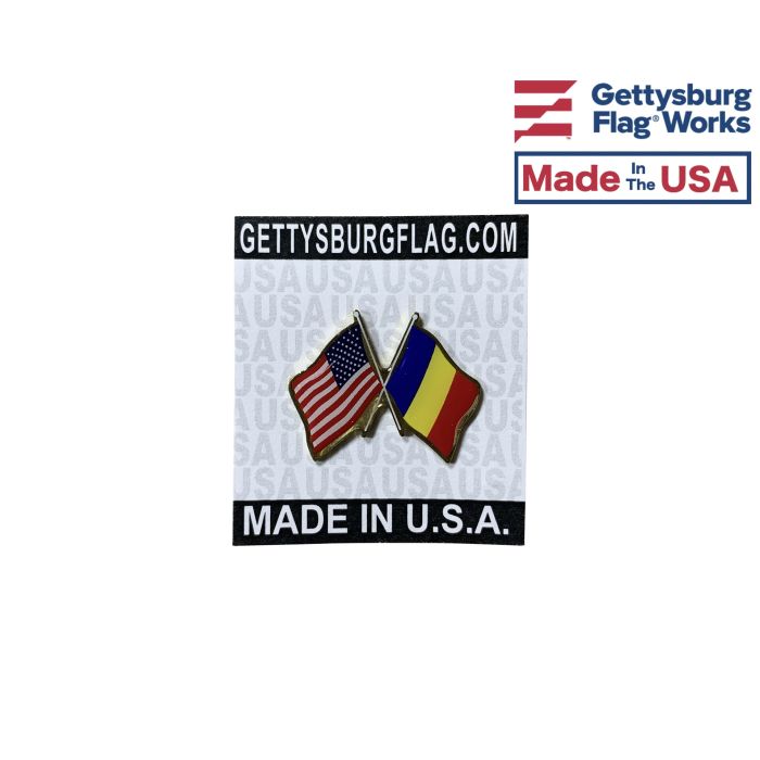 Chad Lapel Pin (Double Waving Flag w/USA)