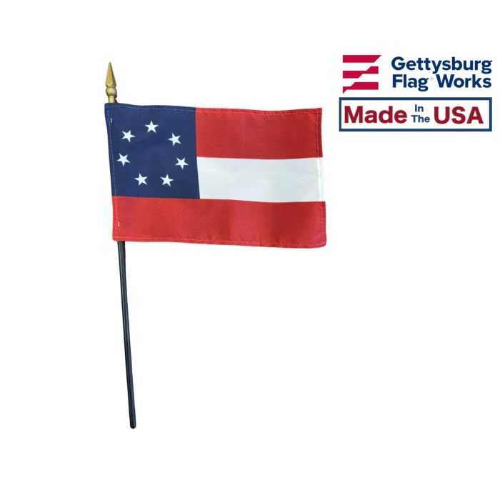 Confederate 1st National Stick Flag Made in the USA by Gettysburg Flag Works 