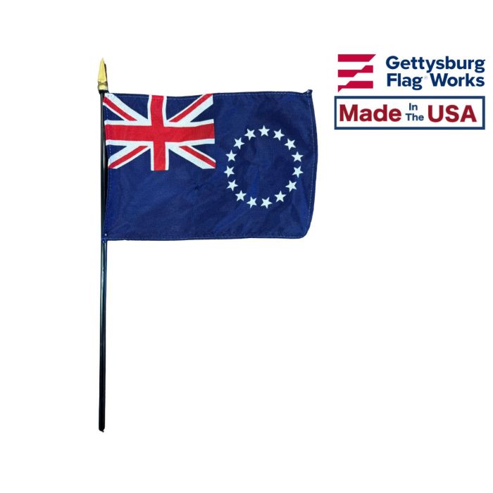 Cook Islands Stick Flag Made in the USA by Gettysburg Flag Works