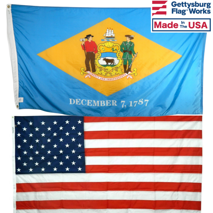 Delaware and battle tough flag combo pack