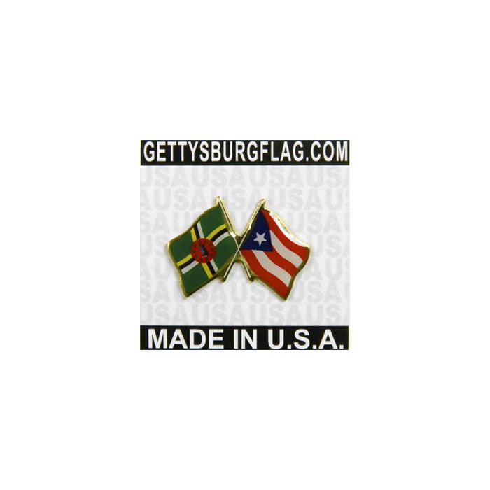 Dominica & Puerto Rico Lapel Pin (Double Waving Flags)