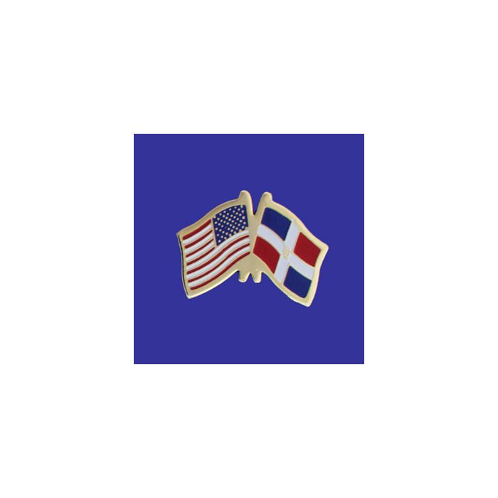 Dominican Republic Lapel Pin (Double Waving Flag w/USA)