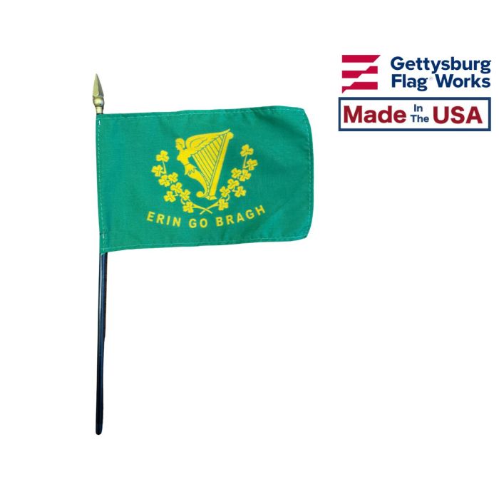 Erin Go Bragh Stick Flag Made in the USA by Gettysburg Flag Works
