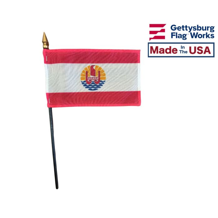 French Polynesia Stick Flag Made in the USA by Gettysburg Flag Works