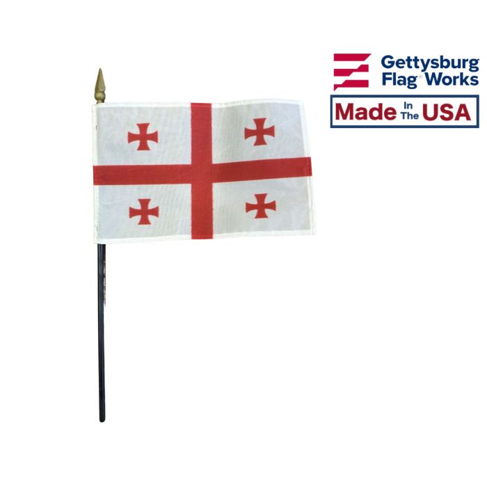 Georgia Republic Stick Flag Made in the USA by Gettysburg Flag Works